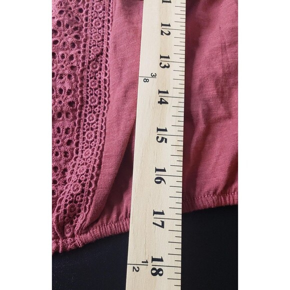 Daisy & Delilah Tank Top L Mauve Lace Eyelet Button Cropped Dainty Coquette - Picture 10 of 10